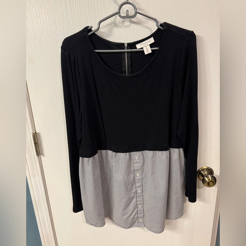 Black and White Striped maternity top